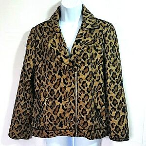 Chico's Leopard Print Moto Brown and Black